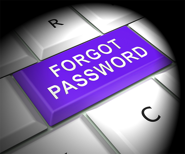 Stock graphic of keyboard purple key "Forgot Password" for Emmas Production Help